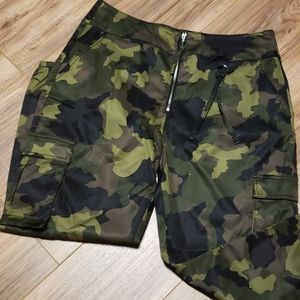 Satin camouflage dress joggers